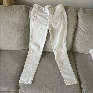 Hollister Stylish White Distressed Jeans